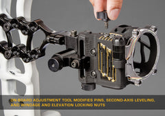 Trophy Ridge Fix sight brightness control rheostat for adaptable shooting conditions.