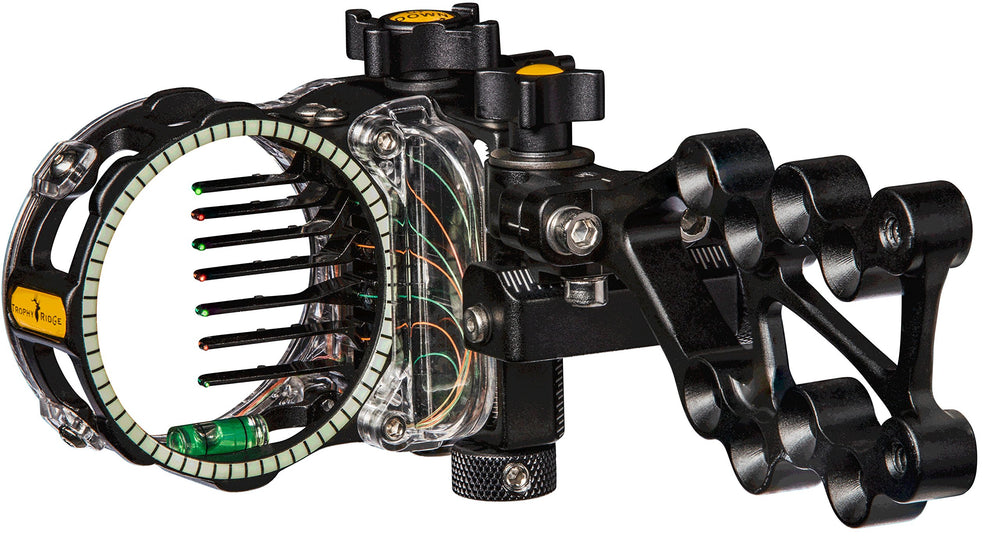 Trophy Ridge React Pro 7-pin sight front view for fast target acquisition.