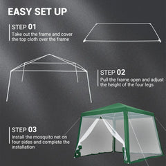 TROPOW pop-up tent assembly showing quick setup with two people.