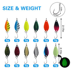 Assorted bright spoon lures for trout and bass