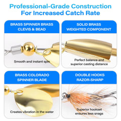 Hand-tied fly attached to spinnerbait with sharp hooks