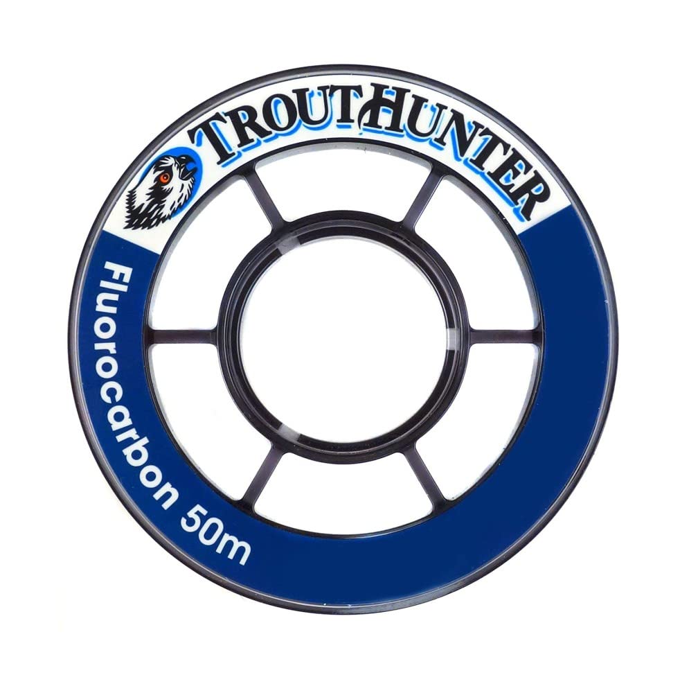 Trouthunter Fluorocarbon Tippet 5.5X on a 50m spool showing tippet length
