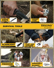 TRSCIND Survival Kit 222in1 compact nylon pouch for portability and durability during outdoor use