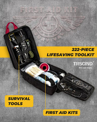 TRSCIND Survival Kit 222in1 tools spread highlights versatile gear for camping and hiking