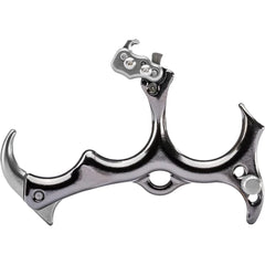 Tru-Fire Sear release silver finish held in hand highlighting ergonomic grip and adjustability
