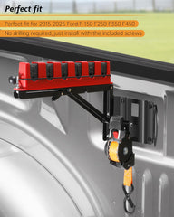 Close-up of retractable ratchet strap mechanism