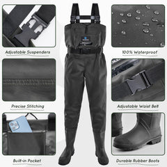 Trudave kids chest waders with boots protect feet on rocky riverbeds