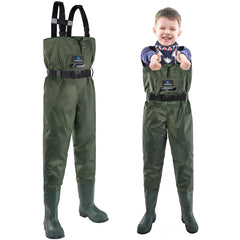 Trudave kids chest waders with waterproof boots keep young explorers dry during river play.