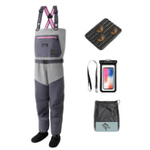 Trudave women's fishing waders chest pocket with waterproof zipper for secure gear.