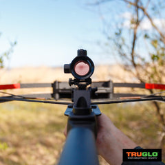 TRUGLO Gobble Stopper crossbow sight includes a battery for ready-to-use operation.