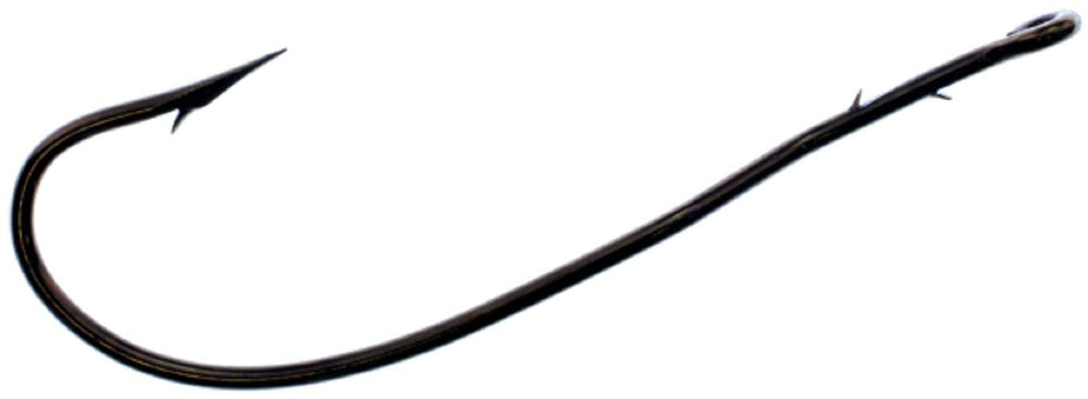 Tru Turn Bass Worm Hooks with bronze finish and cam-action design for secure hook sets in freshwater bass fishing