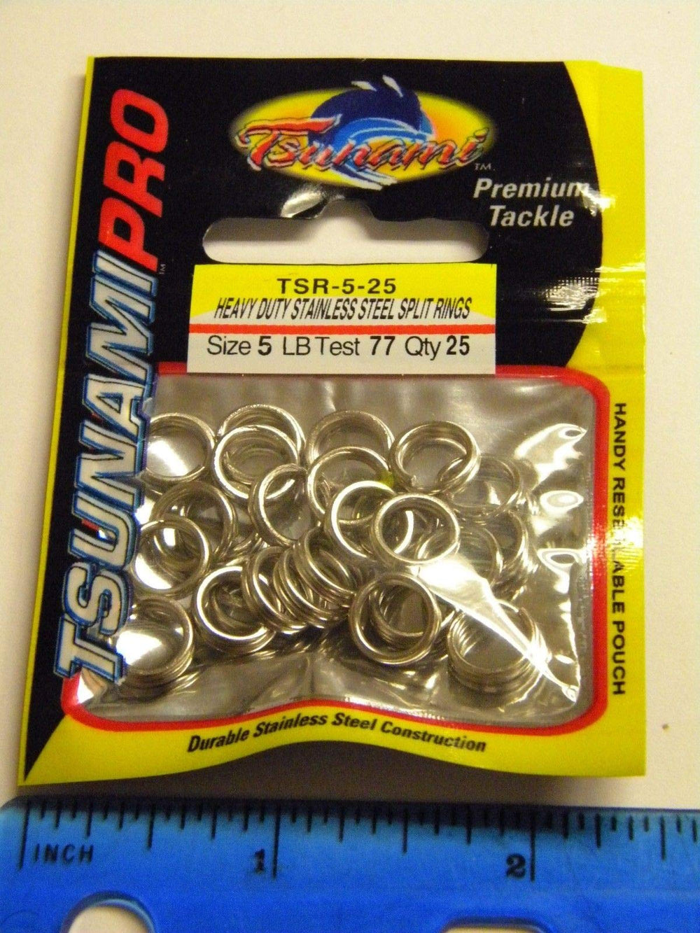 Tsunami heavy-duty stainless steel split rings 25-pack for saltwater fishing lures