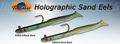 Tsunami HWE8-2-6 holographic sandeel 8in two-pack lure with reflections for enticing strikes.