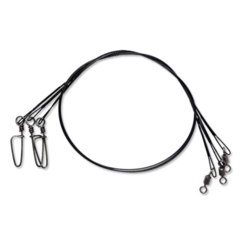 Tsunami stainless black coated steel wire leader, 24-inch, 30lb, ideal for strong lure rigs.