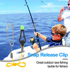 Line release clip showing ABS and stainless steel construction