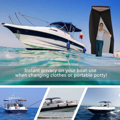 TT MOTOR Pontoon privacy tent provides hanging privacy on deck.