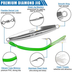 Close-up of silicone tube teaser hook on jig