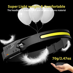 TUBORGO lightweight headlamp with adjustable strap for comfortable wear.