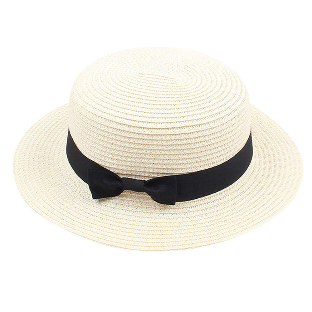 tuduoms women's straw boater hat wide brim sun protection