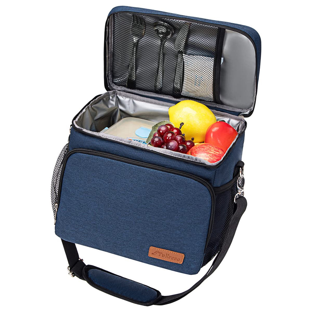 TuErCao soft cooler bag blue front view for on-the-go beach cooling