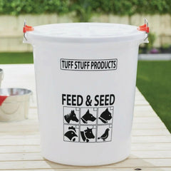 Tuff Stuff FS26 HD lid close-up showing secure design for stored feed.