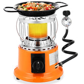 Tujoe 2-in-1 heater-stove front view for outdoor warmth and meals.