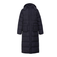 Tumjay men's long winter puffer coat front view for warmth during cold commutes.