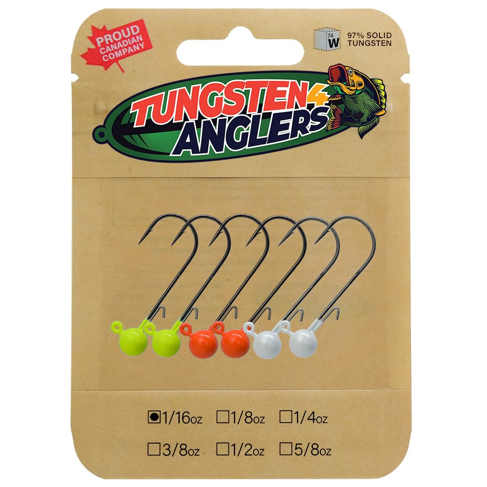Tungsten 4 Anglers crappie ball jig head 1/16 oz with #2 hooks