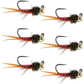 Tungsten bead tactical jig with copper John red Czech Nymph fly, size 16