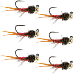 Tungsten bead tactical jig with copper John red Czech Nymph fly, size 16