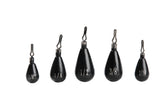 Front view of premium 10-pack tungsten drop shot weights teardrop 1/2 oz