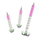 TUPAO 3-piece squid jig hooks kit with glow-in-the-dark jigs