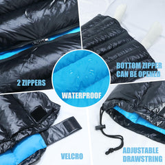 Tuphen down sleeping bag neck drawstring seals warmth at night