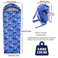Tuphen kids sleeping bag blue-teen compression sack simplifies travel and storage