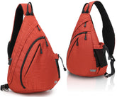 TurnWay waterproof sling bag orange grid front view offers travel-ready design