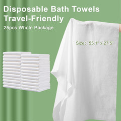 Tvvcalk disposable bath towel 55x27.5 inches for full-body coverage during travel.