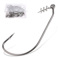 Twistlock fishing hooks with Centering-Pin Spring in black chrome finish