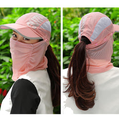 Twokat pink foldable hat with removable face mask for versatile wear