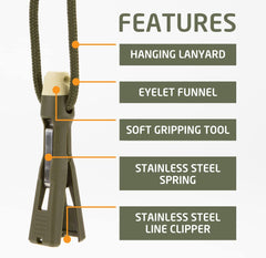 Angler using TYEPRO to thread fishing line through hook eyelet