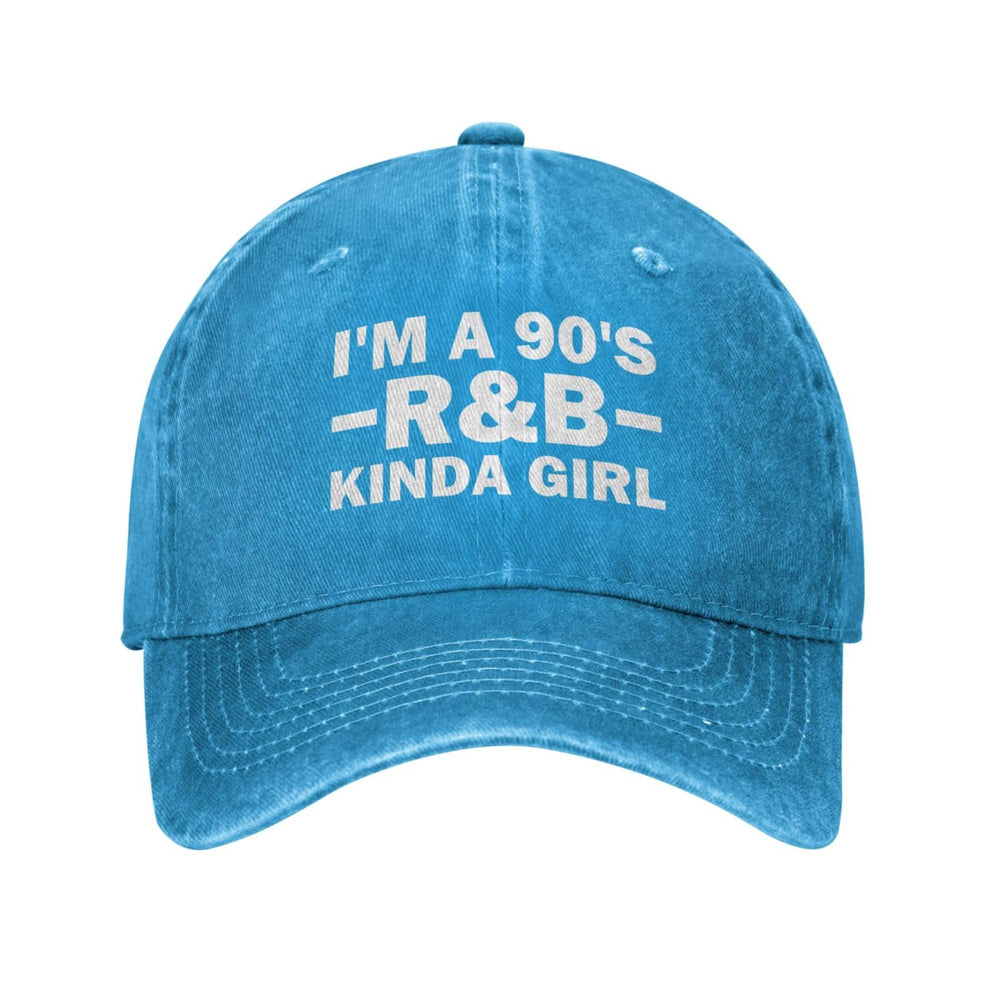 Tywonmy I am 90s RB Kinda Girl Cap front view highlights vintage denim style for daily outfits.