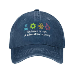Tywonmy science-not-a-liberal-conspiracy cap navy graphic, everyday style.