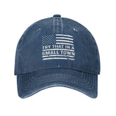 Tywonmy Try That in Small Towns hat navy front view for everyday wear