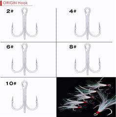 UCCKEYI feather-dressed treble hook size 4 optimized for accurate casting