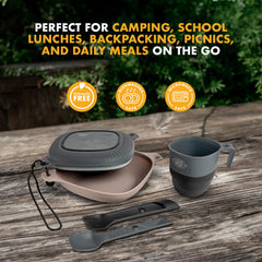 UCO 6-piece mess kit plate providing stable eating surface on table