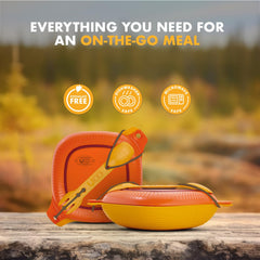 UCO camping mess kit bowl with connected plate for easy transport.