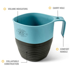 UCO collapsible camp cup with ergonomic handle and carabiner
