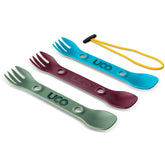 UCO Mini Spork three-pack assembled for compact outdoor meals.