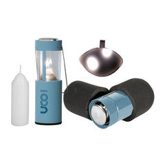 UCO Original Candle Lantern Kit Glacier assembled for easy camping use.