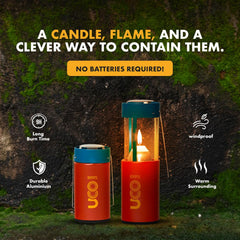 UCO Original Candle Lantern Kit Terra Firma includes nine-hour emergency candles for dependable night lighting