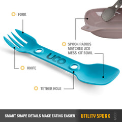 UCO ergonomic spork design for comfortable eating on trails.